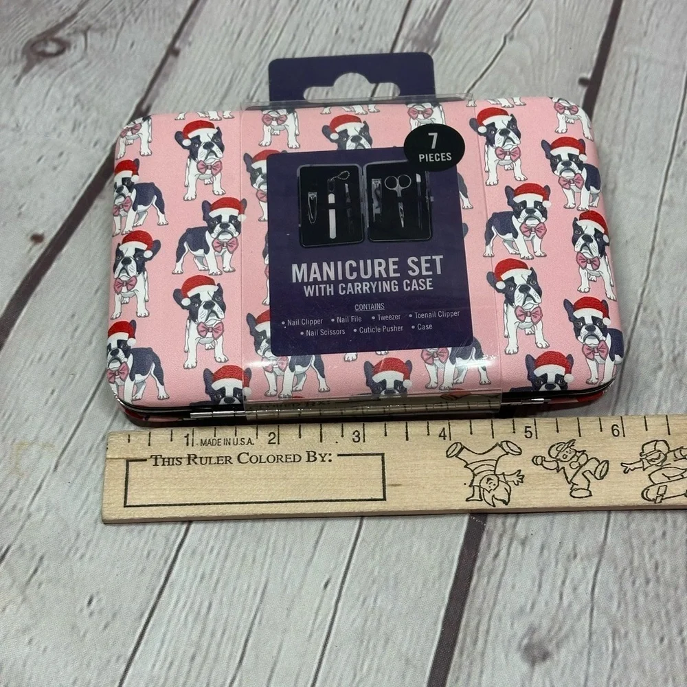 NWT danielle manicure set with carrying case cala nail files boston terrier